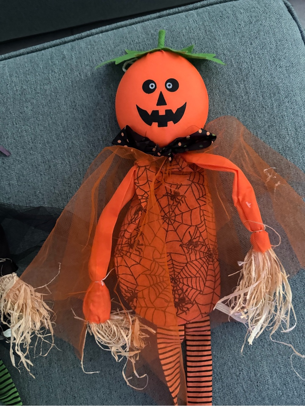 Orange Pumpkin Scarecrow Halloween Hanging Decoration